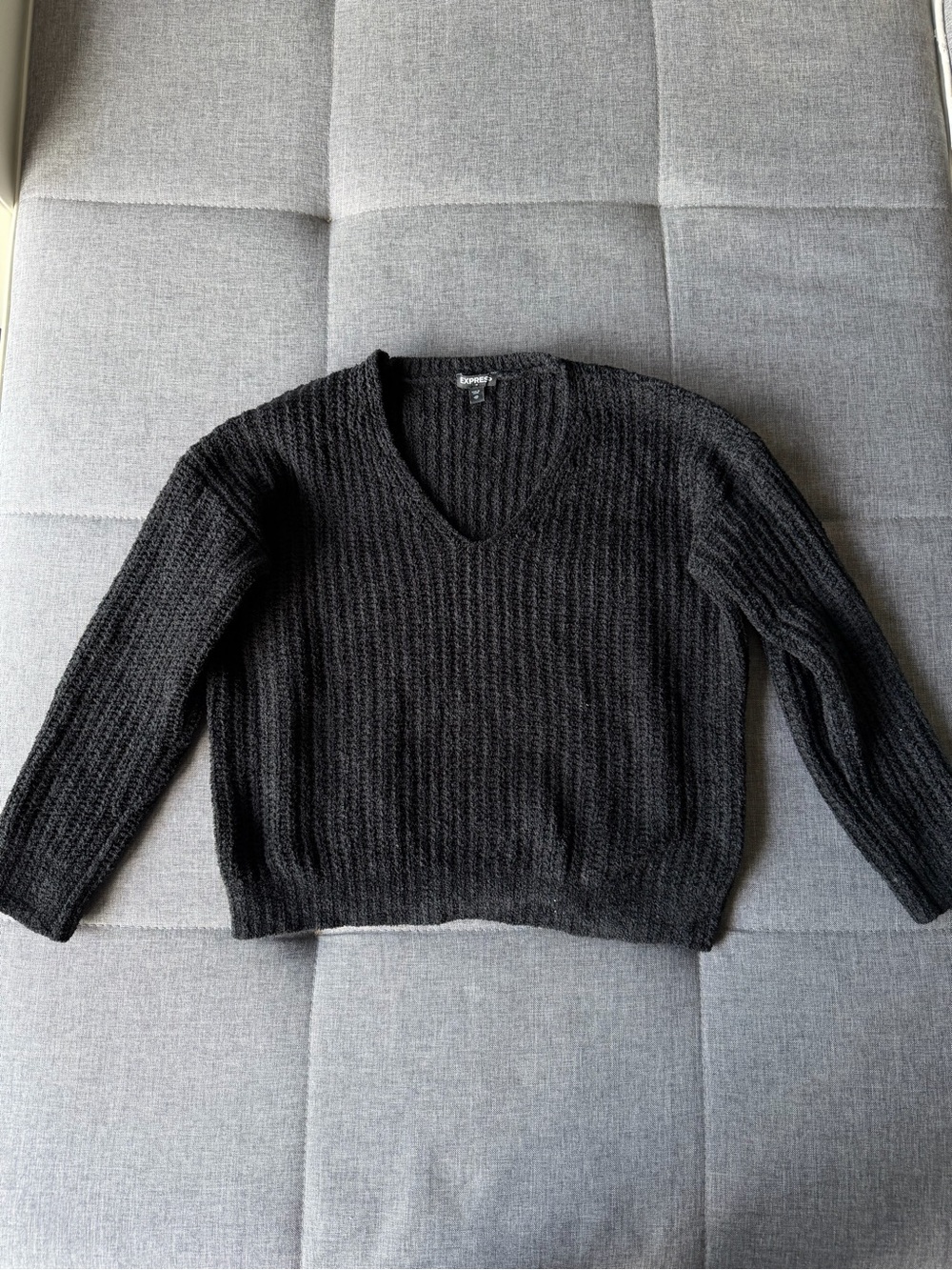 Express Black Ribbed V-Neck Sweater